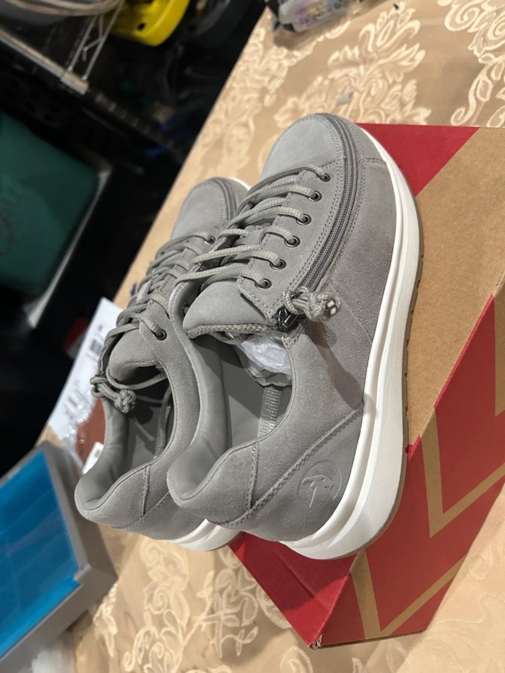 BILLY Women's Gray Athletic Sneakers - Casual Lace-Up Comfort - Picture 3 of 6